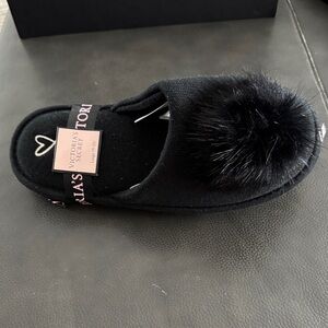 Victoria's Secret Black Fuzzy Slippers